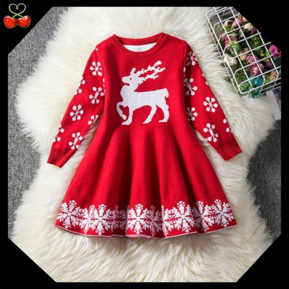 🍒 Winter Beautiful Reindeer Dress